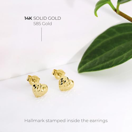 forme di Lucchetta - 14k Gold Puffed Heart Textured 7mm Stud - Womens Italian Earrings from Italy3