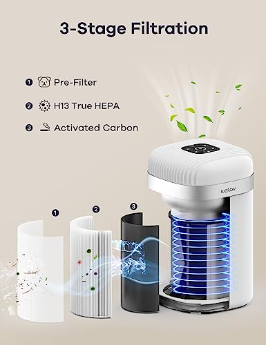 Air Purifiers For Bedroom: Welov H13 True Hepa Air Purifiers For Pets Allergens Removal To 0.1 Microns, 23Db Quiet, Night Light, Air Cleaner Odor Eliminator For Pet Hair Pollen Smoke Dust, Ozone Free #TOP5
