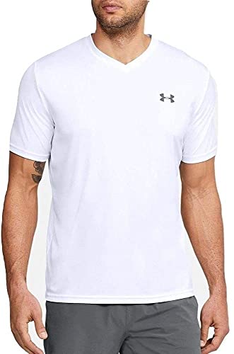 Under Armour Mens V-Neck Tech 2.0 Short Sleeve T-Shirt, White, XX-Large