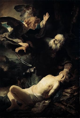 Affiche Toile Abraham sacrifie Isaac Rembrandt pour habiller un grand mur vide 60x90cm