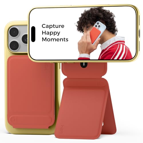 Image of MOFT Phone Tripod Stand Selfie Stick for iPhone, Multi-Angles iPhone Stand, Lightweight & Portable Phone Holder, Strong Magnets, MOVAS Vegan Leather, Travel Essentials, Clay (Without Card Slot)