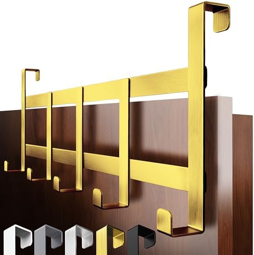 4smile Türgarderobe zum Einhängen, Kleiderhaken Tür, Gold | Türhaken universell verwendbar, Vielseitige Haken zum Einhängen, platzsparende Türhakenleiste für gesamte Wohnung