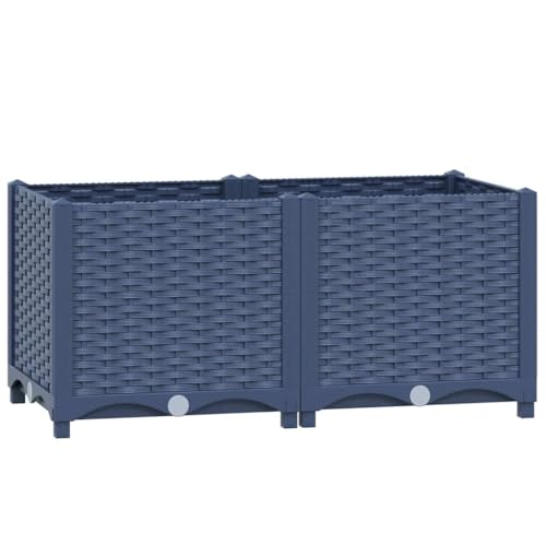 vidaXL Rectangular Raised Bed - Stylish Dark Gray Polypropylene Planter for Outdoor Use - Spacious for Growing Variety of Plants - Perfect for Garden, Patio or Balcony - Assembly Required