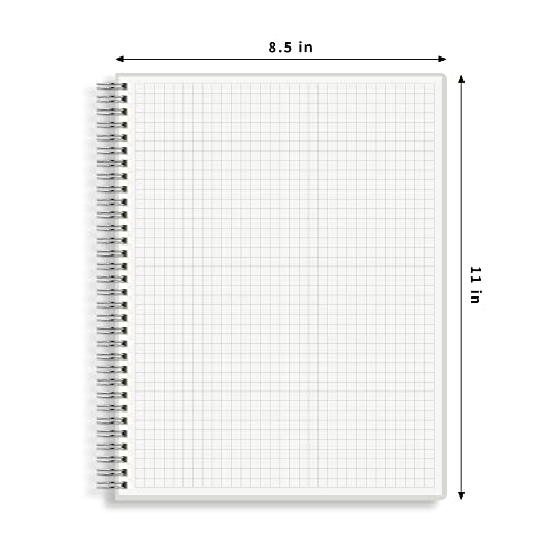 Hulytraat Large Graph Ruled Wirebound Spiral Notebook, 8.5 X 11 Inches, 1/4 Inch Grid (4 Sq/In) Paper Pad, Premium 100Gsm Ivory White Acid-Free Paper, 128 Squared/Grid Pages Per Book (Pack Of 2) #TOP1