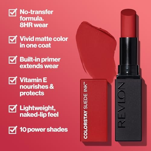 Image of REVLON ColorStay Suede INK Lipstick, Waterproof, Longwear, Transfer proof, Antioxidant-rich Vitamin E, With Vegan Formula made without parabens, Bread Winner - 016