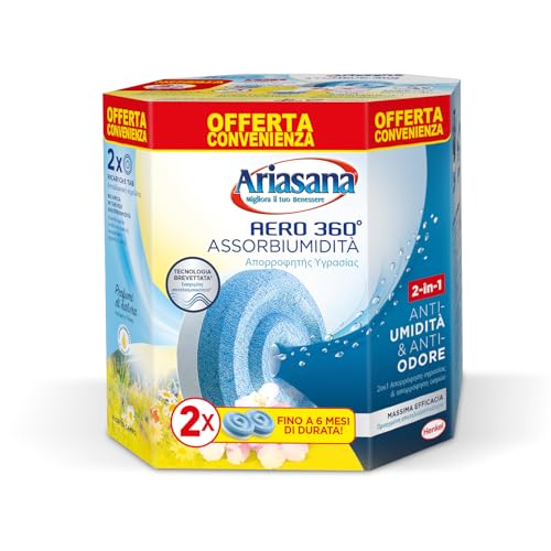 Ariasana Tab Fiori di Campo Bipack 2x450g, Ariasana Aero 360 Ricarica Antiumidità, Cattura umidit...