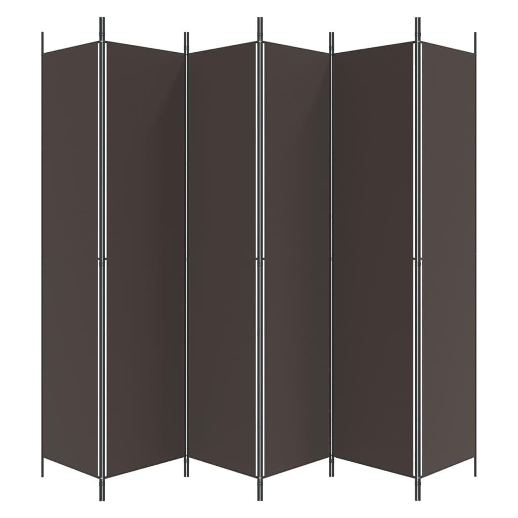 Cloison de séparation 6 Panneaux Marron 300x220 cm Tissu Pliable Amovible pour Chambre Salon Bureau intérieur extérieur diviseur Espace privé