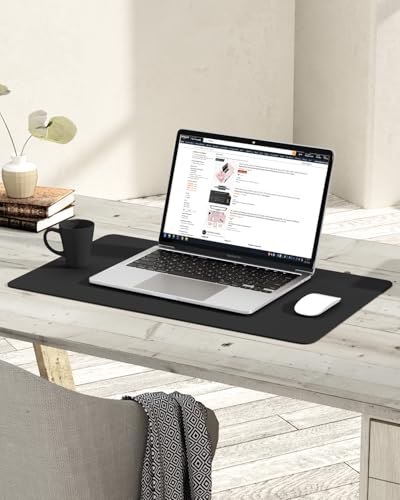 Image of Writing Desk Pad for Table, YSAGi Anti-Slip Thin Mousepad for Computers,Office Desk Accessories Laptop Waterproof Dual-Sided Desk Protect for Office Decor and Home (Black, 23.6 inch x 13.7 inch)