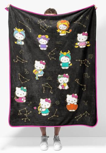 Jay Franco Hello Kitty Zodiac Stars Plush Throw Blanket - Measures 40 x 50 - Super Soft Lightweight Fleece Bedding