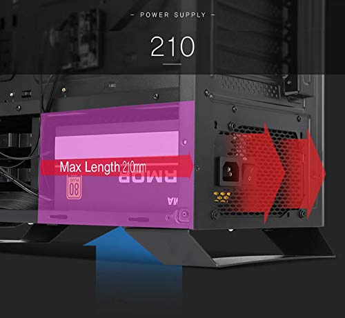 Sahara P35 - Caso di gioco per PC Mid Tower in vetro temperato con 4 x Turbo Pirate 12cm Veri ventilatori RGB, Nero