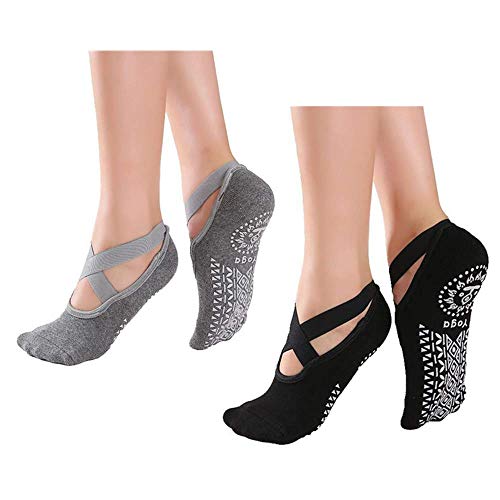 Yoga para Mujeres Full Toe Colchoneta Deporte Accesorios Yoga, Calcetín para Ballet, Barra Fitness, Danza, Calcetines Antideslizantes (2 Pares)