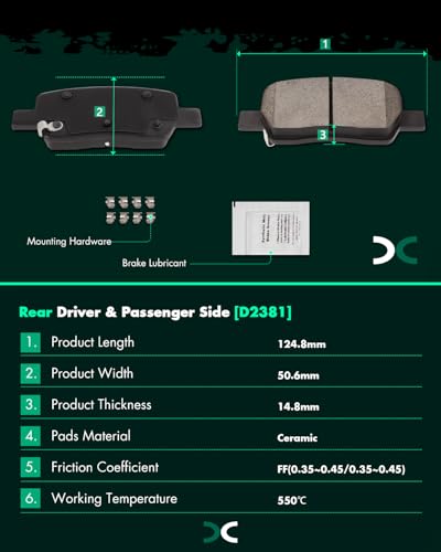 Image of SCITOO D2380 D2381 Front & Rear Ceramic Brake Pad Sets 2022-2023 For Hyundai For Santa Cruz,2021-2023 For Santa Fe,2021-2023 For Kia For Sorento
