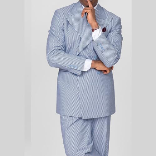 Premium Mens Striped Seersucker Suit Grooms Sear Sucker Summer Suit for Wedding Custom3