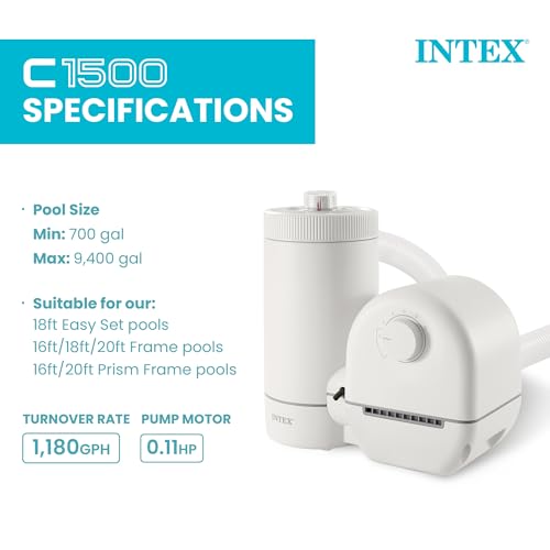 Image of INTEX Krystal Clear 1,500 GPH Cartridge Filter Pump for Above Ground Pools