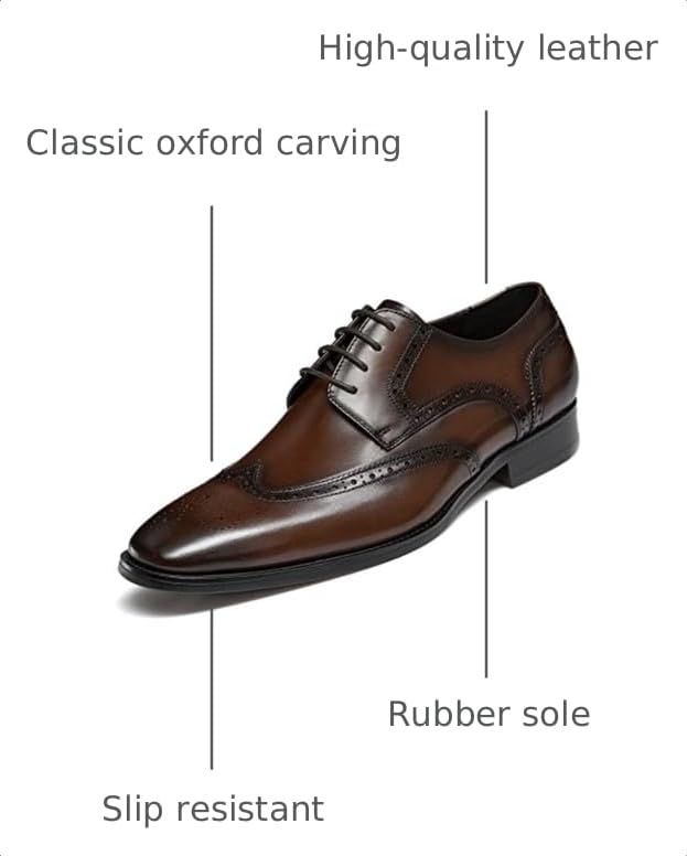 Image of GIFENNSE Men's Oxford Shoes | Mens Dress Shoes | Mens Formal Shoes | Lace Up Dress Shoes