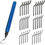 Metal Deburring Tool Kit Set, 30 Pcs Deburring Blades & a Swivel Handle, Pipe Deburring Tool for Soft Metal (Aluminum, Copper), Wood, Plastic and Steel Burr Removing by STARVAST