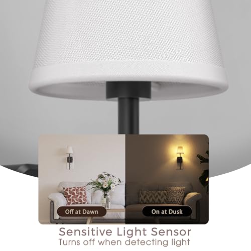 Image of Briignite LED Night Lights Plug into Wall, Vintage Linen Fabric Lamp Cover Decorative Night Light, Dusk to Dawn Sensor, 0-100LM Dimmable Nightlight for Bedroom Living Room Hallway