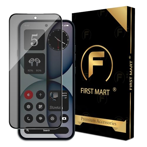 Image of FIRST MART Military-Grade Privacy Tempered Glass Screen Protector for Nothing Phone 4A 5G (6.78 Inch) With Edge to Edge Screen Coverage and Easy Installation Kit | Anti Spy Protection