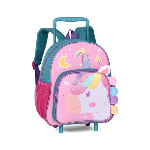 Mochila Carrinho Escolar Unicórnios Bolsa Infantil Clio Pets (Azul)