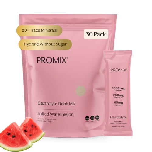 Image of ProMix Nutrition Electrolytes Powder Hydration Packets - Himalayan Pink Salt, Magnesium, Potassium, Vitamin C - Salted Watermelon, Lightly Sweetened - 30 Servings (Pack of 30)