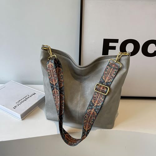 Image of Fashion Hobo Bags for Women Vegan Leather Crossbody Bag with Guitar Strap Shoulder Purses and Handbags