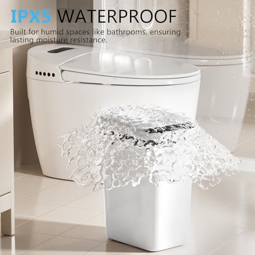 Image of Bathroom Small Trash Can with Lid, Automatic Garbage Can, 2.6 Gallon | 3 Pack Touchless Slim Waterproof Motion Sensor Smart Trash Bin for Bedroom, Office, Living Room-White