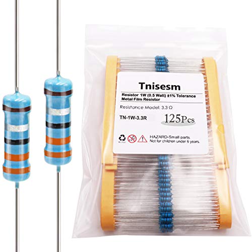Tnisesm 125Pcs Resistor 3.3 ohm 1w (1 Watt) ±1% Tolerance Metal Film Resistor for DIY Projects and Experiments, Multiple Values of Resistance Optional TN-1w-3.3R