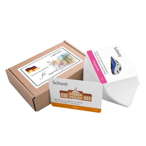 CARDDIA German Vocabulary Flashcards for Beginners (Illustrations - with Example Sentences)