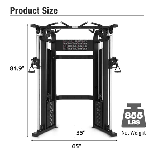 Image of Commercial Functional Trainer Cable Machine, Multifunctional Cable Crossover Exercise Machine, All in One Home Gym System, Workout Weight Machine for Strength Training, Compact Fitness Equipment Set
