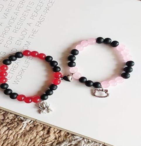 Image of Spiderman Kitty Magnetic Friendship Bracelets, Couple's Bracelets, Valentine's Day Gifts for BFF, BF, GF, Women, Men, Girls, Kids