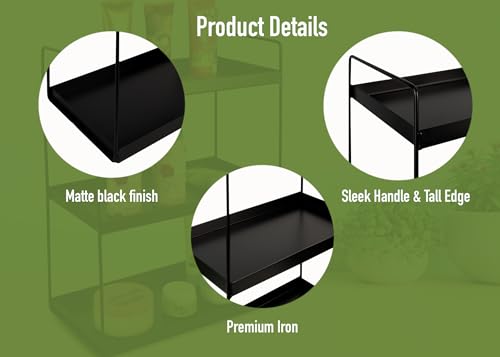 Image of SJC GLOBAL Premium 3 Tier Heavy Duty Metal Storage Rack - Multipurpose Kitchen Spice Organizer, Masala Stand, Bathroom Shelf & Cosmetic Holder, Kitchen Storage Rack - Freestanding Matte Black