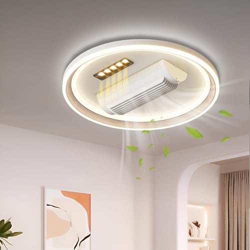 Image of Smartway 60 Watt Round Dorita Modern Ceiling Fan Chandelier BLDC Noiseless Motor + Auto Rotatable Blower Fan 3 Color Mode (Warm, Cold & Natural White) Stabilizing Dimming with Remote & App Control