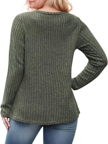 Image of DOLNINE Womens-Plus-Size-Tops Casual Long Sleeve Shirts Trendy Button Side Split Fall Cute Tunic Sweatshirts XL-5XL