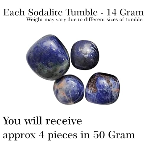 Image of Crystal Sodalite Tumble Stone | 50 gm Tumbled Gemstones | Reiki Healing Stones | Home Decor Pebbles | Aquarium Gravel | Garden & Table Decor