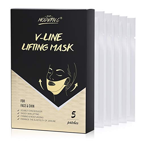 POP MODERN.C Double Chin Reducer V Line Lifting Mask V Shape Slimming Lifting Band Patch for Face and Chin Line Neck Mask Tightening Firming Moisturizing Facial Mask Christmas Gift for Women Gift