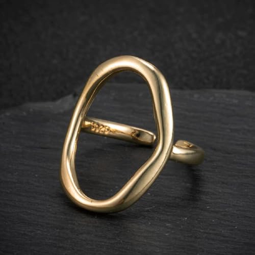 Iqpdyv Oval Round Loop Open Statement Ring For Women 18K Gold Plated Ring Classic Oval Adjustable Ring Dainty Promise Minimalist Rings For Women thumb #6