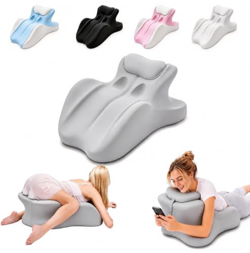 Koriva Ergonomic Memory Foam Wedge Pillow, 27° Angled Couples Pillow, Neck Support Pillow Back Support Cushion, Multi-Functional Bed Position Pillow with Removable Cover,Grey