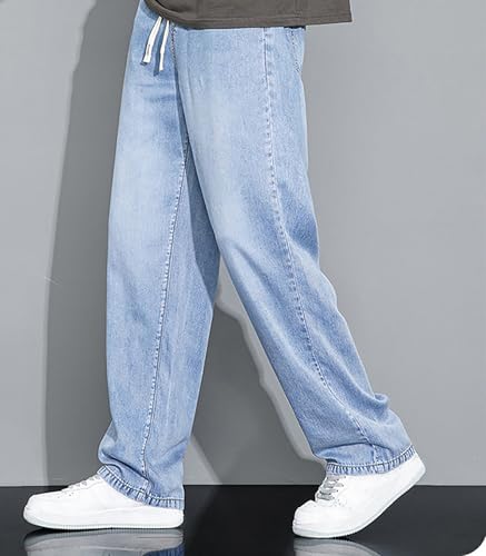 Men's Y2K Straight-Leg Jeans Baggy Casual Fashion Retro Daily Drawstring Denim Pants Street Style Harajuku Clothing2