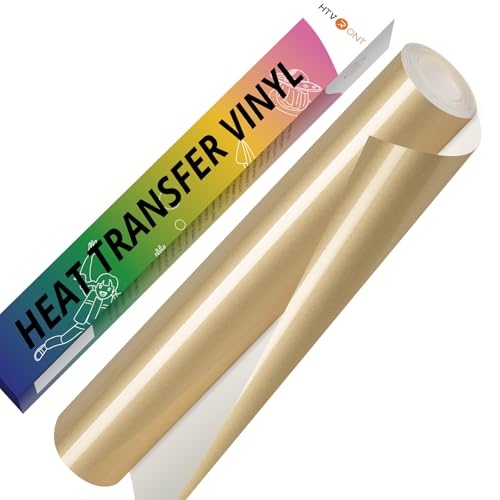 Image of HTVRONT Champagne HTV Vinyl Roll - 12 inch x 10ft Champagne Gold Iron on Vinyl for Cricut & Silhouette Cameo, Heat Transfer Vinyl Rolls for t Shirts - Easy to Cut & Weed for Heat Vinyl Design