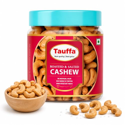 Image of Tauffa Premium Roasted & Salted Cashews 250g | Crunchy Whole Kaju with Rock Salt | Natural Kaaju Nuts | No Added Oil | Healthy Snack