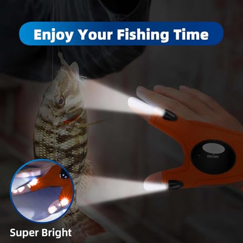 Image of MOIPEJO LED Flashlight Gloves, Gifts for Men Dad Him Boyfriend Husband, Cool Gadget Hands-Free Finger Lights for Camping Fishing Repairing, Fathers Day Christmas Birthday Gift-Orange