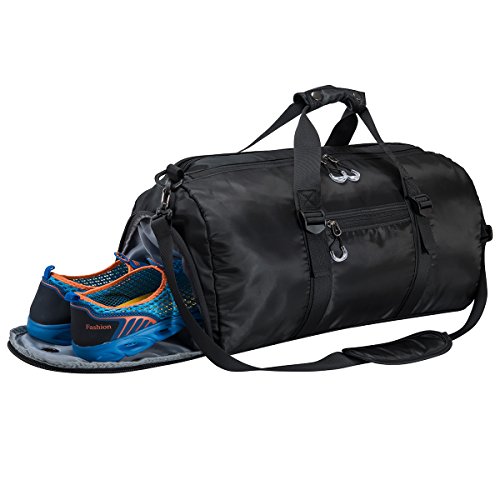 Gym Sports Duffel Bag with Shoes Compartment and Waterproof Pouch Travel Duffel Bag Weekend Bag for Men and Women