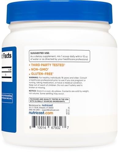 Image of Nutricost Pure L-Citrulline (Base) Powder (600 Grams)