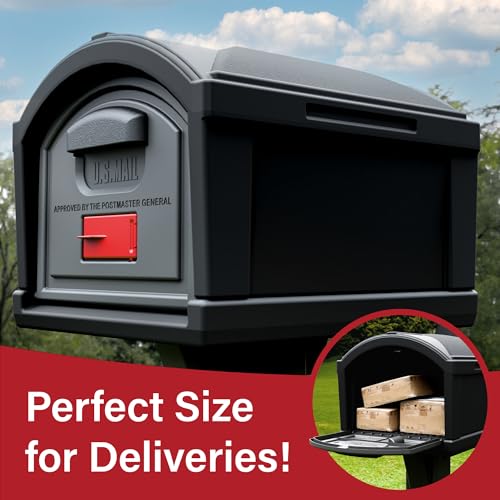 Simplay3 T4 Extra Large Capacity XL Dig-Free Mailbox with Durable Construction, Weather-Resistant Design, and Easy No-Dig Installation, Front Door Only, Black, Made in The USA