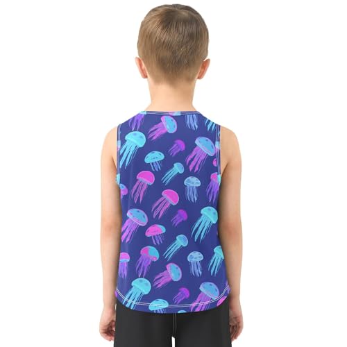 J JOYSAY Glowing Jellyfish Swarm Navy Boys Tank Top Sleeveless Muscle Shirts Quick Dry Kids T-Shirts 3-15T3