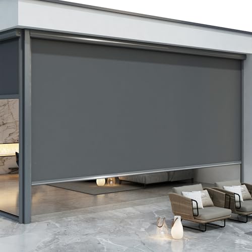 BLOSUN Custom Motorized Smart Roller Blinds with Adjustable Blackout – Light Filtering to Total Blackout, Aluminum Frame & Weighted Bar, Indoor/Outdoor Made to Order up to 237" Width