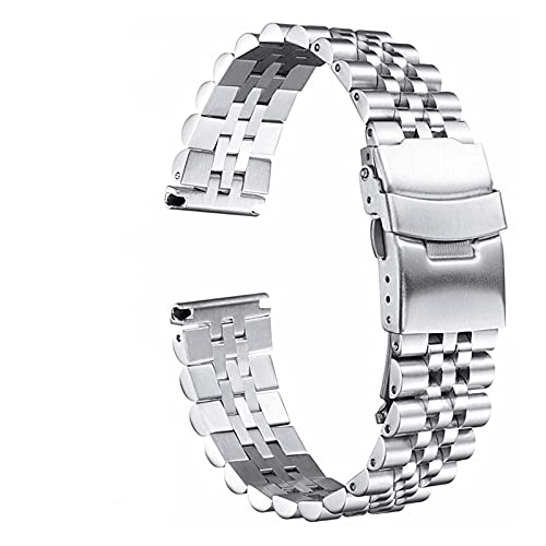 Bracelet en acier inoxydable 20mm 22mm noir et argenté avec double boucle