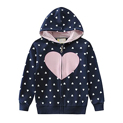 Cm-Kid Toddler Girls Hoodie Sweatshirt Heart Print Outfits Hoodies T-Shirts For Kids Long Sleeve Pullover Fleece Sweatshirts Jacket Shirt Clothes Size 7 #TOP16