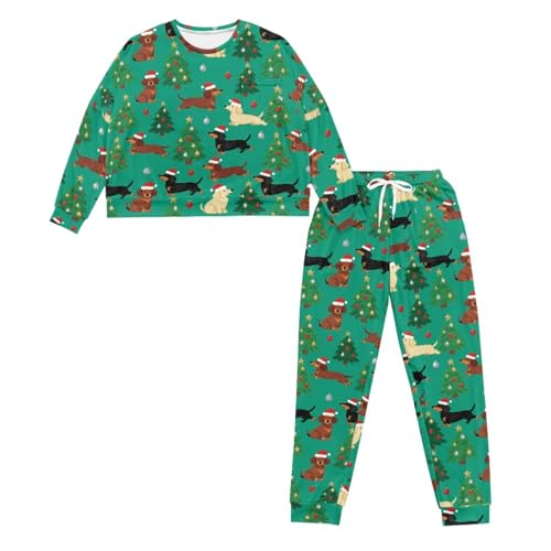 Image of Women's 2 Piece Printed Pajama Set Long Sleeve Sleepwear Set with Long Pants Casual Lounge Sets with Pocket