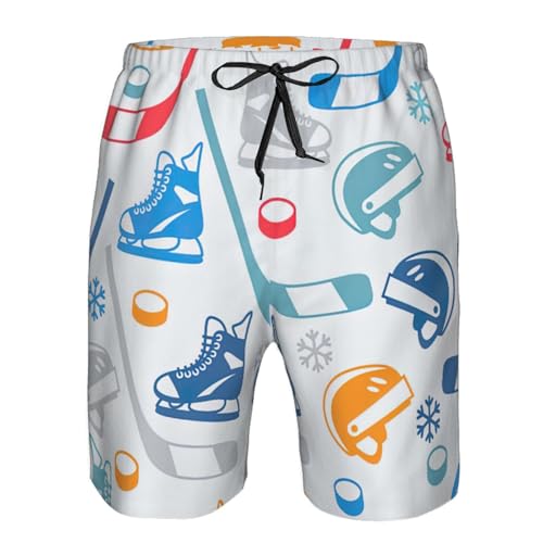 Hockey Elements Creative Patterned Print Mens Casual Shorts Drawstring Summer Beach Stretch Shorts Novelty Swimtrunks4